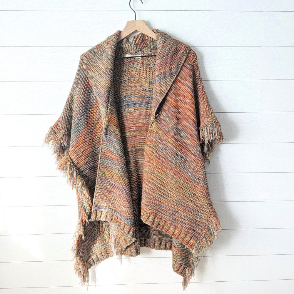 Francesca's Multi-Color Blanket Poncho Cardigan OS